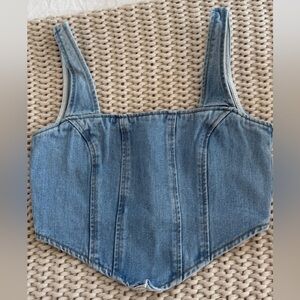 Forever 21 Light Wash Denim Corset Top